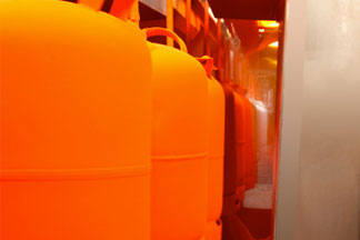 Gas cylinder spray coating RAL colours.